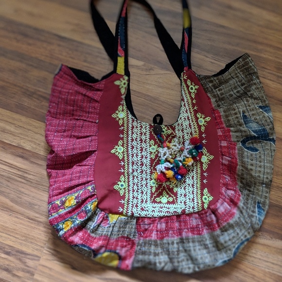 Boho material big deep Bag lots of Details - Picture 2 of 8